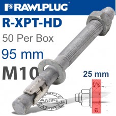 R-XPT HOT DIP GALVANIZED THROUGHBOLTS M10X95MM X50 PER BOX